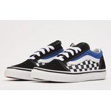 Tenis Vans Niños Old Skool Logo Azul Check