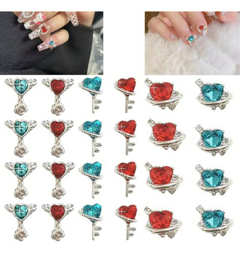 Charms Uñas Corazón 3d (24 U)