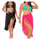 Kit 2 Saída De Praia Longa Feminina Traje De Banho, Moda Pra