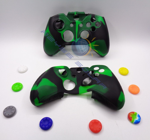 2 Fundas Silicon Camuflaje Green Control Xbox One Y 4 Grips