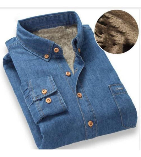 Camisa Vaquera De Vestir Para Hombre, Con Forro Polar, De Te