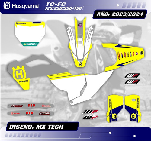 Kit Calcos Gráfica Husqvarna Tc Fc Año 2023/24 - Grueso Mate