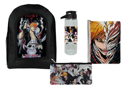 Set Colegio Mochila Cartuchera Cuaderno Botella Utiles Anime