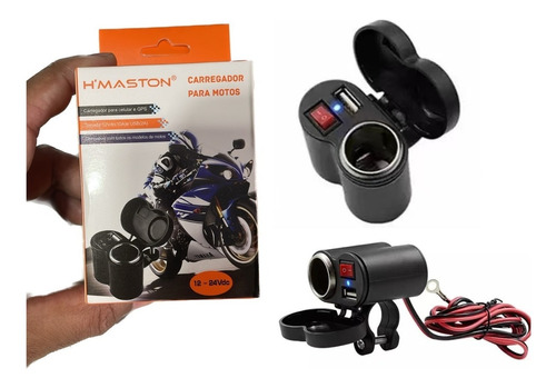 Carregador Tomada Usb Moto Bike Celular Isqueiro Gps Guidão