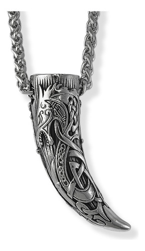 Collar Para Hombre Con Dije Diente De Lobo Fenrir Vikingo