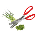 Tesoura De Cozinha Cortar Picar Verduras 5 Lâminas 20 Cm