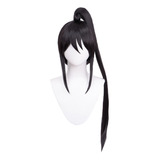 Peluca Negra De Anime Para Hombre, 80 Cm De Largo, Para Fies