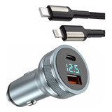 Cargador Auto Rápido 54w Para iPhone 8 A 14 +cable Lightning