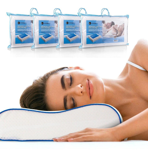 Combo 4 Almohadas Gel Fresco Ortopédica Memoria Energy Plus