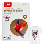 Papel Transfer Jato De Tinta A4 Tecido Claro 140g Jojo 20fls Cor Branco