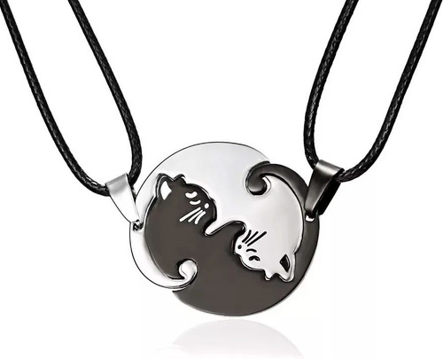 Collar Pareja Gatos, Yin Yang, Amor, Amistad, Amigos