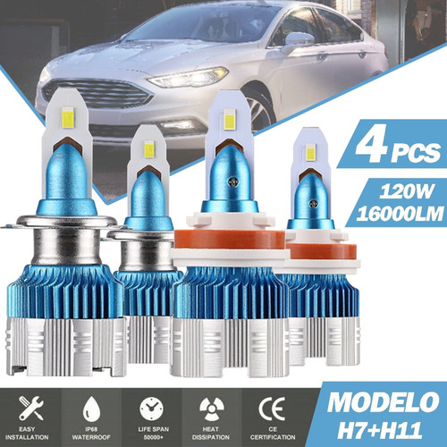 Kit Faros Auto Led 16000lm Csp Para Ford Luz Alta Y Baja Y