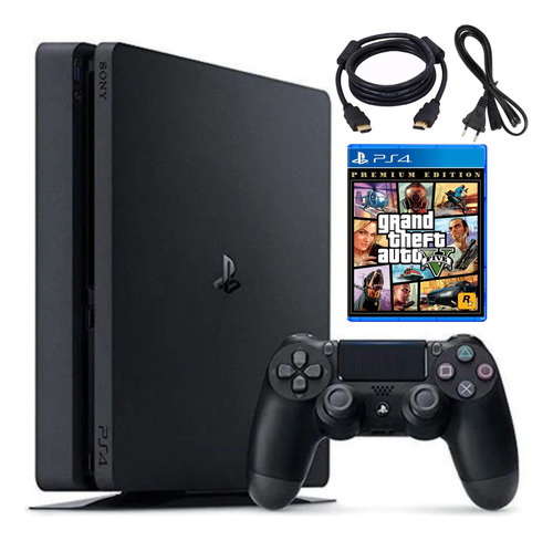 Kit Ps4 Playstation 4 Preto 500 Gb Completo Original Com Garantia + 1 Controle Original + Cabo Hdmi E De Energia - Sony