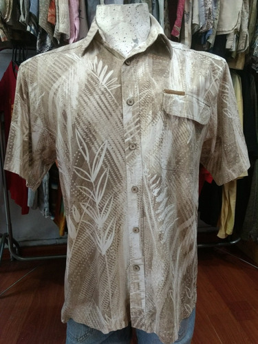 Camisa Hawaiana Tropical Gama Beige Hombre M -38