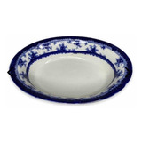 Saladeira Em Porcelana Inglesa Azul Borrão