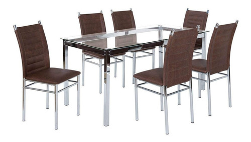 Conjunto Mesa De Jantar Tokio Mesa 6 Cadeiras Art Jd