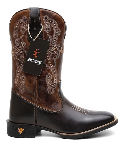 Bota Texana Feminina Country Couro Legítimo Cruz Bordada