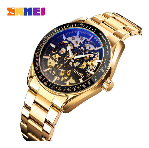 Relojes Automáticos De Lujo Impermeables Para Hombre Skmei Color De La Correa Dorado/negro