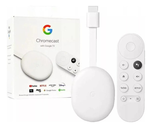 Google Chromecast 4 Geração Hd Tv Voz 8gb Branco 2gb De Ram