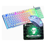 T6 Teclado + Mouse + Pad Kit Gamer Barato Com Fio Led