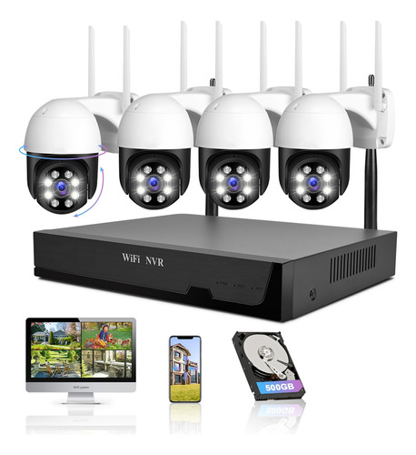 Kit De Cámaras Seguridad Vigilancia Wif Nvr 4 Cámara 500 Gb