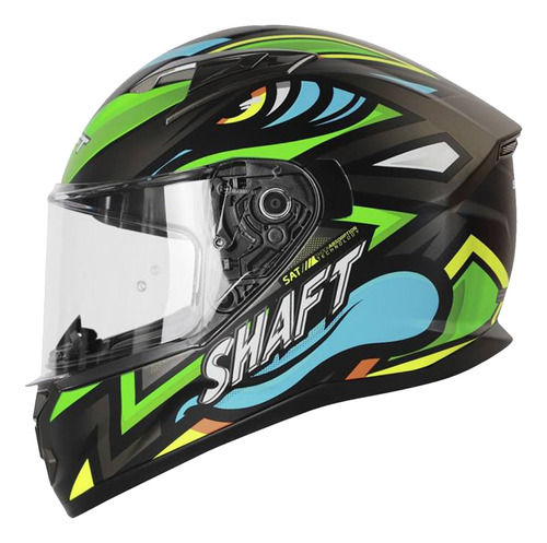 Casco Para Moto Sh522 Atom Negro Mate Verde Talla Xl Shaft