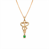 Colar Pingente Medicina Cristal Esmeralda Banhado A Ouro 18k