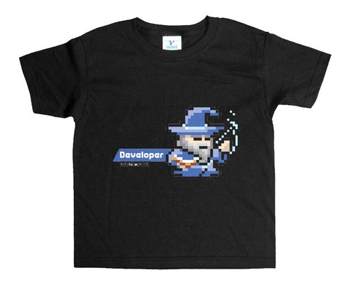 Remera Negra Adultos Pixel R16