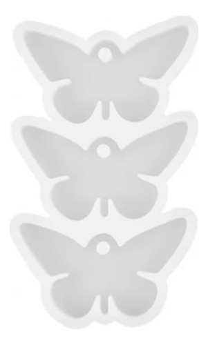 Molde Silicona 3 Mariposas  Collar Llavero Resina 