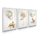 Quadro Decorativo Para Quarto Casal 3d Dourado Grande Floral