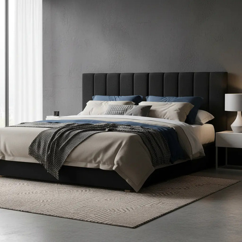 Cabecera King Size Dotico Raya Vertical 3 En 1 Moderna