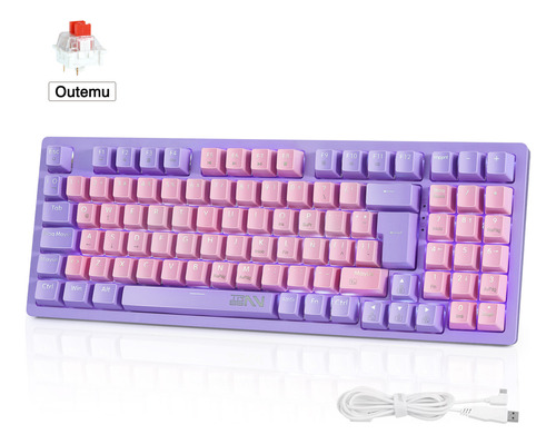 Terport Tr95 90% Teclado Español Con Ñ Luz Blanca, Swith Outemu Rojo Hotswap, Cable Tipo-c Removible, Teclado Gamer De 95 Teclas Antighosting Para Juegos&escritura