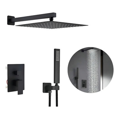 Kit Regadera Negra Mate Castel Con Monomando Y Teléfono Bronce | Envío gratis
