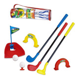 Jogo Golfe Brinquedo Infantil Esporte 3 Tacos Alvo Bandeira