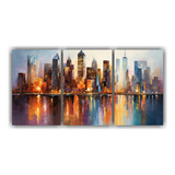 120x60cm Cuadros Decorativos Tres Canvas: Ciudad Abstracta D