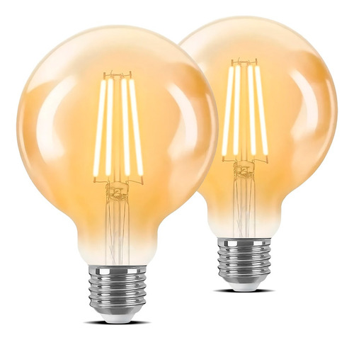 Pack X2 Lampara Globo Filamento Golden Vintage Led 6w Calida