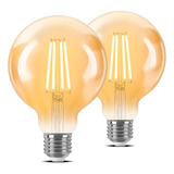 Pack X2 Lampara Globo Filamento Golden Vintage Led 6w Calida