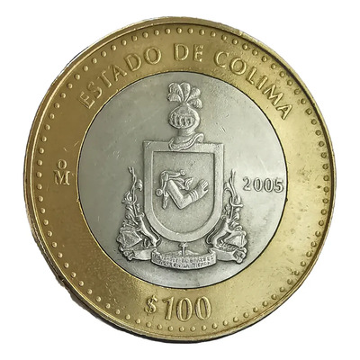 100 Pesos Estado Colima 1ra Fase Bimetálica Plata 2005 | MercadoLibre