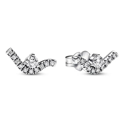 Pandora Aretes Pendientes De Botón Olas Brillantes 292544c01