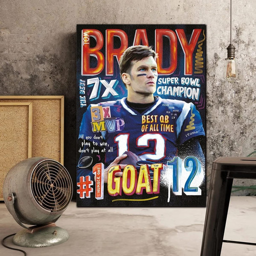 Cuadro Decorativo Tom Brady Goat Nfl Mejor Del Mundo 30x45cm