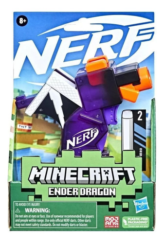 Lanzador Nerf Minecraft Ender Dragon Con 2 Dardos Microshots