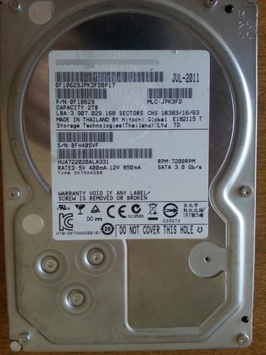 Disco Pc Hitachi Hua722020ala331 2tb 3.5 185 - Recuperodatos