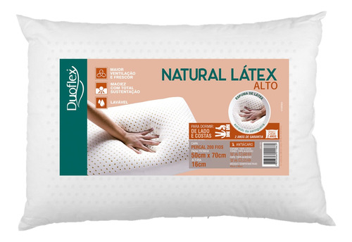 Travesseiro Natural Látex Alto 50x70cm - Duoflex