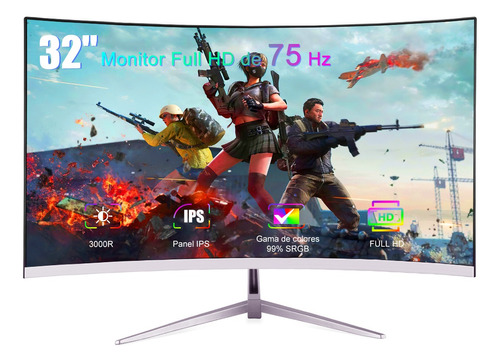 Monitor Curvo Gamer 32 Computadora Pantalla Hdmi Vga 75hz