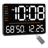 Reloj De Pared Digital Led Con Termómetro Alarmas Y Fecha