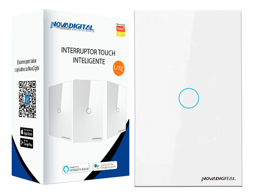 Interruptor Inteligente Wi-fi Botão Touch Novadigital Alexa Google Home App Cor Branco