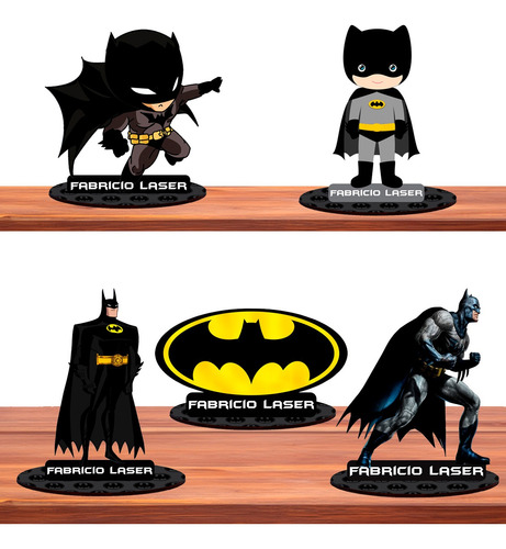 10 Centro De Mesa Festa Infantil Decorativa Batman 10cm Mdf