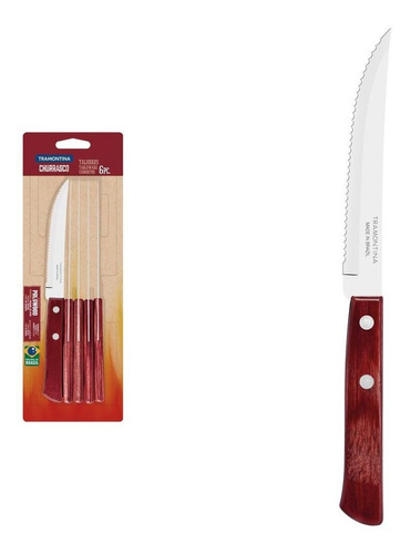 Conjunto De Facas Para Churrasco Tramontina 5 6 Peças Cor Polywood Vermelho