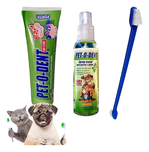 Pet O Dent Pasta Dental Spray Antisarro Cepillo Perros Gatos