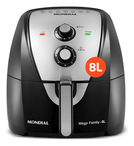 Fritadeira Air Fryer Afn-80-bi 8 Litros 1900w Preto E Inox Mondial 220v